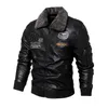 Herren Lederjacke FI Hochwertige abnehmbare Pelzkragen Herbst und Winter dicker Mantel Original bestickte Männer Kleidung o9oD #