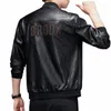 new Men's Leather Jacket Trend Slim jacket Male Baseball Collar Pu Leather Motorbike Jackets Solid Color Causal Mens Outwear p6ti#