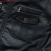 Veste en cuir de moto de luxe hommes coupe-vent vestes en simili cuir pour hommes automne hiver manteau en cuir PU vêtements d'extérieur noir XL-3XL o3T1 #