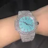 Testeur de diamants glacé pour hommes, montre-bracelet de luxe personnalisée, en Moissanite scintillante, lunette VVS Premium, mécanique personnalisée