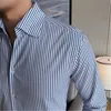 Prom Dres Shirts Bruiloft Elegants Gestreepte Camisa Formele Busin Shirt Mannen Slim Fit Lg Mouw Blouses Mannelijke Kleding 2023 45Kx #