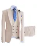 Heren Busin Pak Double Breasted Platte Piek Revers Pak Geschikt Voor Bruiloft Blazer + Vest + Broek G9VQ #