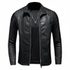 Veste de moto en cuir PU pour hommes, revers, amincissant, version coréenne, tendance, printemps et automne, 4XL 90TF #