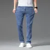 2023 Printemps Été Nouveau Classique Jeune Vitalité Hommes Coupe Droite Mince Denim Jeans Léger Cott Stretch Pantalon C2gt #