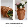 Vases Imitation Rattan Vase Plant Basket Woven Home Decor Flower Container Plastic Holder Floor