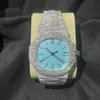 Testeur de diamants glacé pour hommes, montre-bracelet de luxe personnalisée, en Moissanite scintillante, lunette VVS Premium, mécanique personnalisée