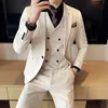 men Double-breasted Blazers 3 Pieces Sets Luxury Suits Elegant Wedding Dr Formal Busin Full Vest Pants Classic Jackets 19nR#