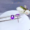 Takı Başına Damızlık Küpe Doğal Gerçek Ametist Küpe 925 Gümüş 0.85CT 2 PCS TEŞLER ERKEKLER VEYA BUNLAR İÇİN DOĞRU X912314