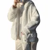 Mauroicardi Hiver surdimensionné blanc manteau en fausse fourrure hommes avec capuche Lg manches fermeture éclair décontracté lâche veste moelleuse pour hommes style 2021 a3GN #