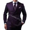 Ny ankomst Double Breasted Men Suits Slim Fit Wedding Groom Tuxedos 2 Piece Formal Man Fi Costume Homme Jacket Pants R6WV#