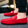 Freizeitschuhe Herren Rote Loafer Cleat Metallbesatz Adulto Driving Mokassin Weiche bequeme Sneakers Flats