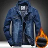 2023 Marque Hommes Plus Veet Denim Veste Hiver Épais Chaud Jeans Veste Fi Casual Denim Bleu M-5XL R3WV #