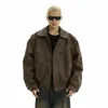 Outono roupas masculinas casual textura pu jaqueta de couro high street zíperes turn-down colarinho lg manga retro casaco 2024 novo x2wq #