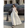 Beach Resort Style V-neck Strap Dress for Womens Summer New Slimming White Long Skirt French