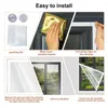 Kit di isolamento impermeabile riutilizzabile per tende trasparenti per adesivi per finestre con cinghie adesive per pellicola invernale