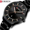 Curren Top Brand Man Watches Clock Man Fashion Quartz Watches Men Business Steel Wristwatch med Date Classic Black Male236K