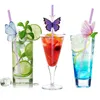 Disposable Cups Straws 24pcs Butterfly Paper Straw Colorful Drinking Wedding Cocktail Decor Birthday Baby Shower Supplies