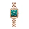 Armbandsur Lucky Girl Watch Square Dial Läderband Relojes Para Damareloj de Acero Inoxidable Mujer Ladies Gift Hope Tro