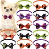 Vêtements pour chiens 100PC / lot Accessoires d'Halloween Petits nœuds papillons Crânes de citrouille Chat Bowties Collier Fournitures pour animaux de compagnie