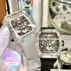 Watch data luksusowe mechaniki męskie obserwuj automatyczną osobowość mechaniczną mody przezroczystą kryształową pustą taśmę Tide Wine Barrel s