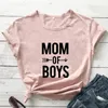 Women's T Shirts Cotton Mom of Boys T-shirt Söt mors dag t-shirt roligt liv tee shirt topp