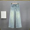 Damenjeans Mode für Frauen 2024 Frühling Schwerindustrie Hohe Taille Lose Abnehmen Gestickte Diamant Damen Hose mit weitem Bein