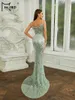 Abiti casual Missord 2024 Spaghetti Green Paillettes Sirena da sera Elegante bellissimo abito di lusso da donna di alta qualità