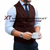 men's Suit Vest Double Breasted Sleevel Jacket Herringbe Wool Waistocat Retro Slim Fit Lapel Groom Vests Steampunk 83gY#