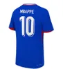 2024 25 Fan Player francuskie koszulki piłki nożnej domy na wyjeździe KIT Benzema Giroud Mbappe Griezmann Saliba Pavard Kante Thuram Kolo Maillot de Foot Equipe Football Shirts