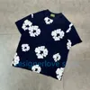 designer denim teers t-shirt bloemen denim teers korte heren trendy t-shirt mannen zomer ontwerpen oversize shirt ontwerpers luxe vintage t-shirt grafische tees oversized