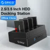Hubs Orico 2/4 Bay hårddiskdockningsstation SATA till USB 3.0 HDD -dockningsstation med offline -klon för 2,5/3,5 tum HDD -fodral för PC