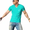 T-shirt de sport à manches courtes Fi Slim Fit pour hommes, t-shirt décontracté pour hommes.D1OW#