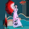 Dekoratif Figürinler 40-50cm Kadınlar Halk Fanı Yarım Çember Gradyan Simülasyonu İpek Peyze Çin Klasik El Square Yangko Fanları