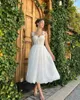 Elegant White Homecoming Dresses Spaghetti Sweetheart Lace Prom Party Gown Tea Length Homecoming Dress A Line