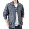 Nouveau Fi Séchage rapide Veste respirante pour homme Lâche Casual Stand Col Manteaux Poche Solide Outwear Sports Vêtements pour hommes s5Mu #