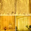 Cordas de parede pendurado luzes de fadas controle remoto cortina led para quarto decoração ao ar livre casamentos festas