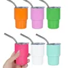 6pcsSet Mini Tumbler S Glass 3oz Glasses With Lid And Straw Double Wall Vacuum Sealed Stainless Steel 240314