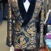 Floral Jacquard Blazer für Männer Prom Slim Fit mit Zweireiher Smoking Veet Männliche Jacke Schal Revers Fi Mantel 2024 n9ZA #