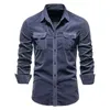 Yeni Erkekler LG Kollu Gömlek Sıradan pamuklu Gömlek Yüksek kaliteli düz renk kadife gömlek marka giyim erkek bluz gömlek ceketi 48m8#