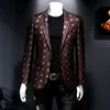 Brand Clothing Men Blazer Persity Wild Męska Kurtka Męska Wysokiej jakości FI FILD Print Slim Fit Warm Blazer Coat Mężczyzna 6xl 95ch#