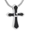 IJD10026 Couleur argent et noir conception Unique croix crémation pendentif hommes femmes cadeau urne collier tenir les cendres de vos proches Casket252V