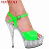 Dance Shoes Fashionable Many Color Can Choose 15 Centimeters Tall Crystal Low Sandal Sexy Fish Mouth