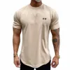 2023 Summer Gym T shirt Men Bodybuilding Fitn Cott short sleeve t-shirt Training Tees fi muscle tshirt man Clothing E76F#