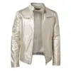 Steampunk Shiny Gold Leather Jackets For Men Night Club 2023 Mens Fi Läderjacka Anti-Wind Motorcykel Hip Hop Coat E48Q#