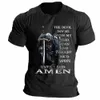 Vintage T-shirt Men's 3D Knight Print T-shirt Summer Street Hip Hop Overdimensionerade korta ärmstoppar Tees Shirt Man Clothing Camiseta A3JL#