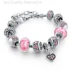 Designer pandoras armband ny rosa blommor kristall pärla rosa kärlek pendell