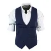 Męska kamizelka Slim Fit Double - Bleded Wool Blend Formal Busin Waistcoat Blazer dla weselnego pana młodego 74dw#