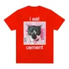Engraçado eu como cimento gato meme gráfico camiseta homens mulheres fi casual manga curta camisetas verão tops cott camiseta de grandes dimensões f7tu #