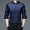 Spring Autumn Plaid Polo Shirt Mens Long Sleeve Shirts Casual Fashion Business Shirts Man Formal Top240325