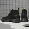 Casual Shoes äkta läder herrstövlar Platform Ankel 4/6/8cm varmt vinterarbete Högt topp utomhus vandring 37-44